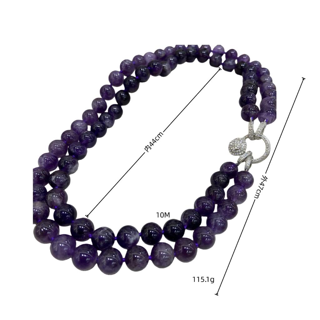 10Mm Natural Amethyst Large Particle Double-Layer Removable Necklace Sweater Chain Knotted, A Variety Of Ways To Wear