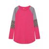 Cross-Border Fashion Autumn New round Neck Stripes Leopard Print Print Contrast Color Raglan Sleeve Long Sleeves T-shirt Women's Fashion All-Matching