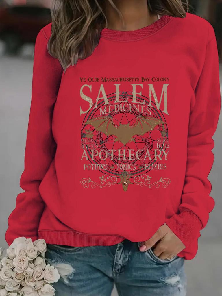 Women's Halloween Crew Neck Pullover Sweatshirt - Long Sleeve Casual Fall/Winter Style