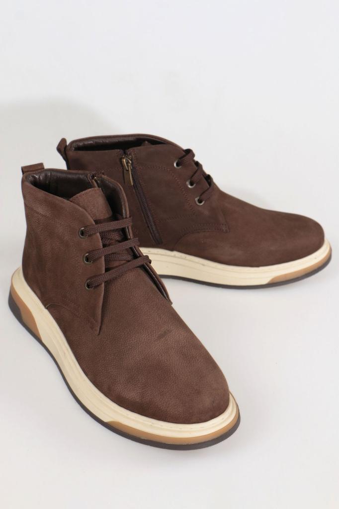 Men's Fashion Genuine Leather Thick Heeled Booties Bootie Zipper Boots Shoes