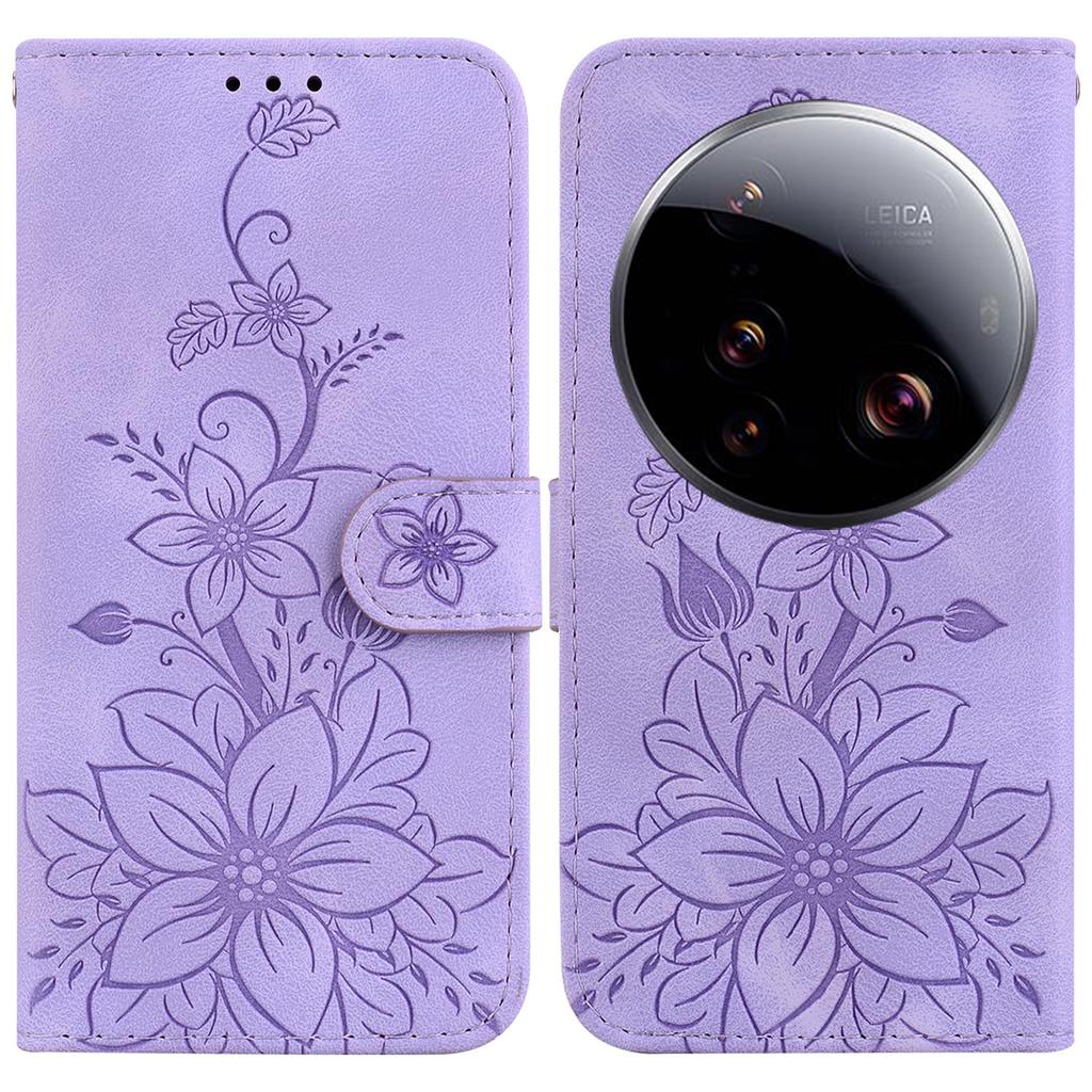 Für Xiaomi 15 Ultra Hülle Lily Flower Prägung Leder Handyhülle mit Ständer