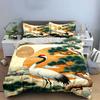 "Traditional Crane Art Decor Set" Multiple Sizes Kid's and Adults' Bedroom Exquisite 3PC Bedding Set Gift