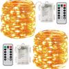 Remote-Controlled Camping String Lights, 8 Functions, 10m, 100 Warm White LEDs, Waterproof Battery Box, Copper Wire