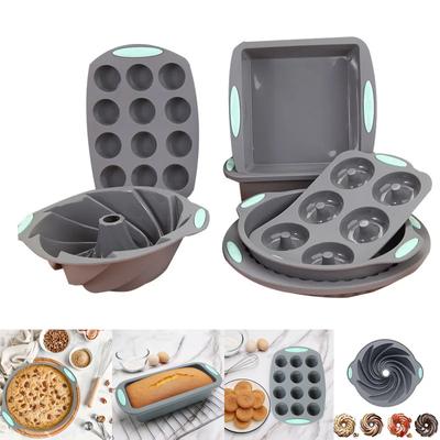 Silikon Ekmek Muffin Kalıp Isıya Dayanıklı Fırın Tava Yapışmaz Mutfak Bakeware Kek Tava Seti 3D Kek Kalıbı Pasta Pişirme Somun Aracı