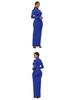Elastic High-Neck Long-Sleeve Maxi Dress