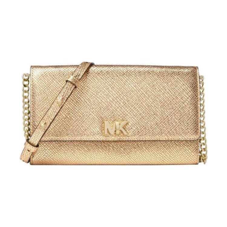 

Michael Kors Mott Classic Metal Logo Leather Shoulder Crossbody Wallet Women bags Gold 32S8MF5C9E-PALE-GOLD Basic Set (Bag+Box)