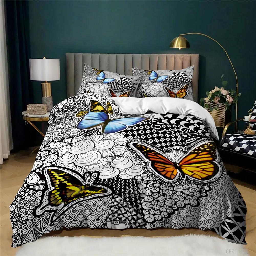 Queen Size Comforter Bedding Sets Insect Butterfly Duvet Cover Set Queen 228x228cm King Thick High Grade Home Bed Comforters 3d
