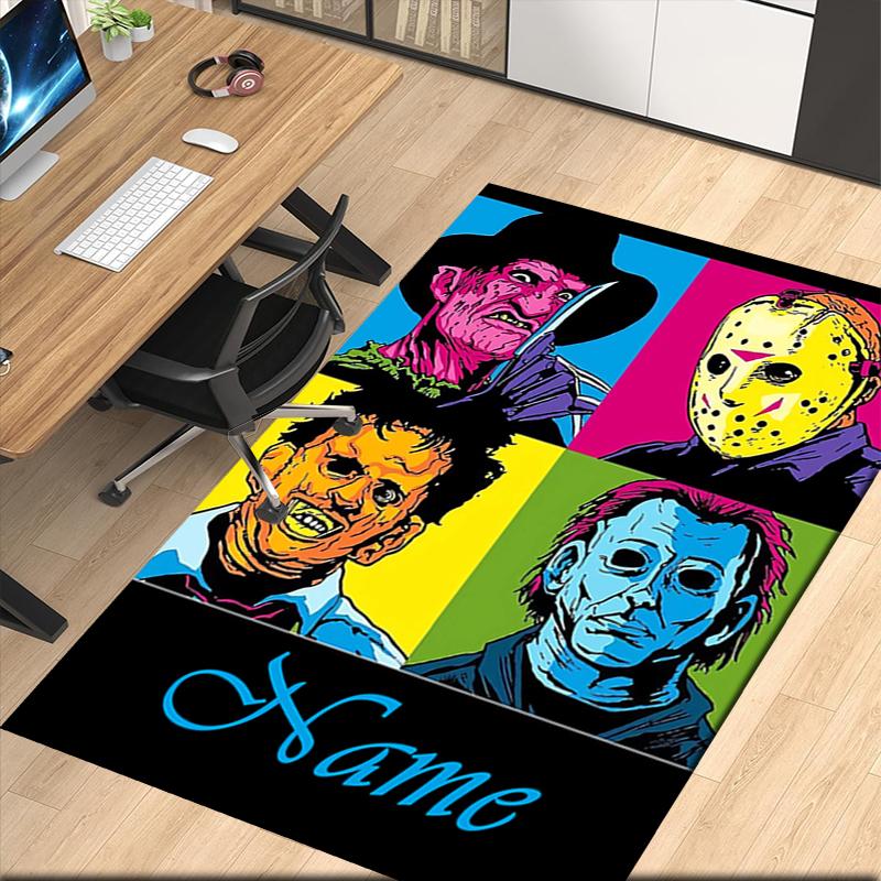 Benutzerdefinierter Name Halloween Horror Bedruckter Teppich, für Bürostuhl Wohnzimmer Schlafzimmer Küchenraum Dekor Geschenke.