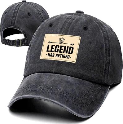 The Legend Has Retired Baseball Cap Washed Cotton Vintage Style Gift for Retiree Dad Grandpa Adjustable