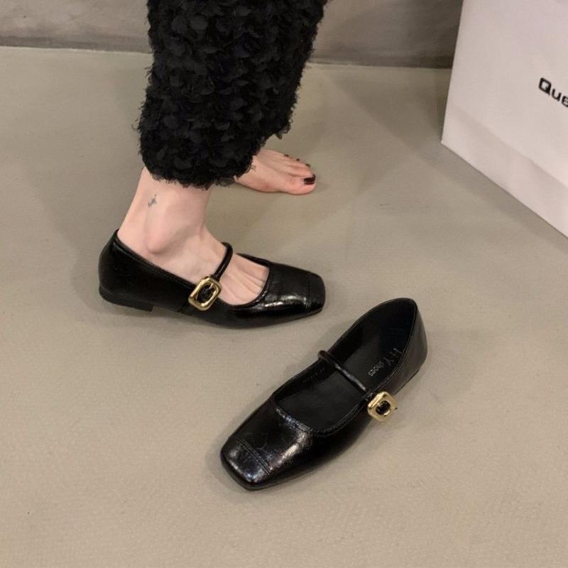 Flat Mary Jane black single shoes women's shoes spring 2025 new French evening breeze gentle Mary Jane shoes