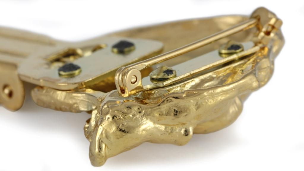Schnauzer I - brooch with a clip, gold-plated holder for a start number, a gift for a dog show by Art-Dog brand.