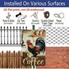 2D Flat, Vintage Rooster & Coffee Sign - 8x12 Inch, Weather-Resistant Aluminum Wall Decor with "Coffee" Text, Rustic Farmhouse Style for Kitchens
