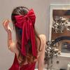 Women Large Bow Hairpin Elegant Long Ribbon Bow Hair Pins Fashion Simple Hair Clip Back Head Clips Half Tied Hair Accessories
