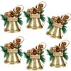 Mehrzweckpackung mit 6 Weihnachtsglocken-Ornamenten. Robuste Dekoration aus Metall und Holz für festliche Wohnaccessoires