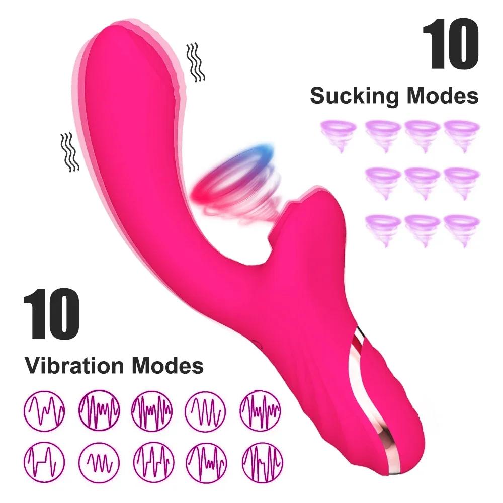 Powerful Sucking Dildo Vibrator for Women Female Clit Sucker Vacuum Clitoris Stimulator Finger Wiggling Vibrator Adult Sex Toy