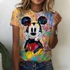 Womens Summer Casual Mickey Mouse Print Tshirt Kawaii Top Fashion Clothing Comfortable For Daily Cute Style Wear