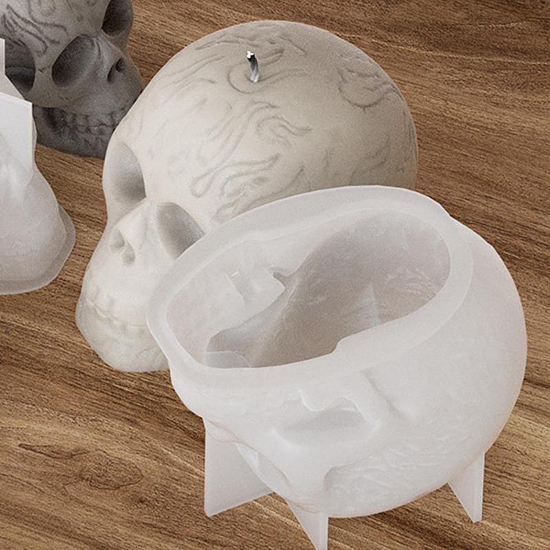 3D Skull Silicone Candle Molds Halloween Skull Decoration Crafts Epoxy DIY Desktop Ornament Decorative Skull Silicone Mold