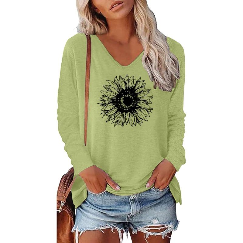 IHUASU Women's Fashion Casual Long Sleeve V-Neck  Blouses & Shirts