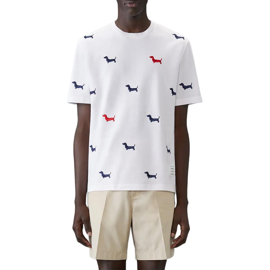 THOM BROWNE Dog Embroidered Crewneck T Shirt MJS284E00050100