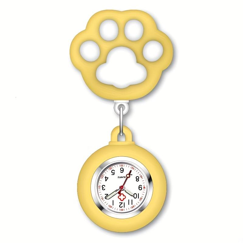 

Симпатичные кошачьи лапы, часы для медсестры, брошь с зажимом, выдвижные телескопические карманные часы для медсестры, доктора фельдшера жёлтый