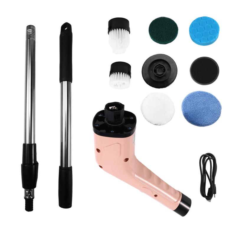 

ABKR-Electric Cleaning Scrubber Cordless Powerful Scrub Brush Forcleaning Bathroom Andfloor Tile A рожевий