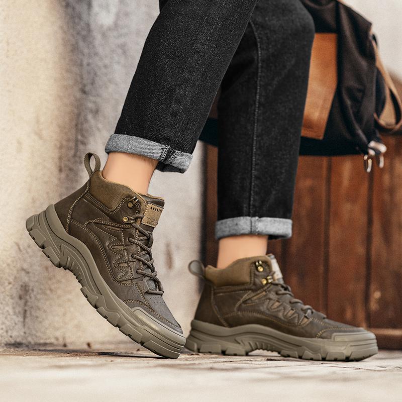 Fashion Autumn and winter boots Comfortable trendy men's casual style Daily office Outdoor street Thick soled high top men's shoes Hot