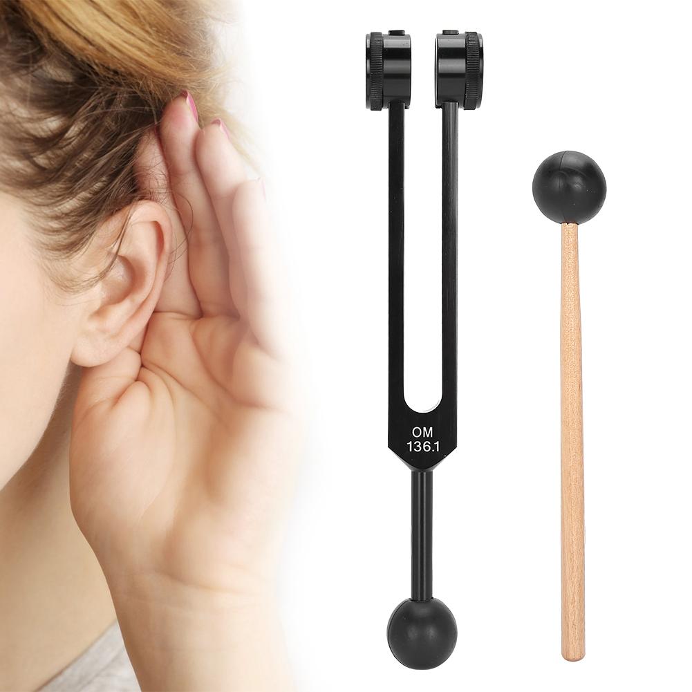 OM136.1 Stimmgabel, Stimmgabel aus Aluminiumlegierung, Hammer, Klangheiltherapie-Werkzeugsatz