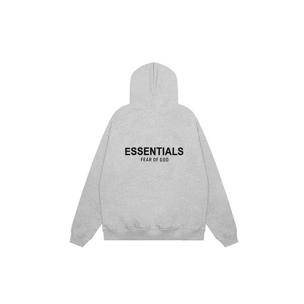 2025 ESSENTIALS All-Silicone Hooded Sweatshirt with Black Letter Flocking - Trendy Cross-Border FOG Double Line Design