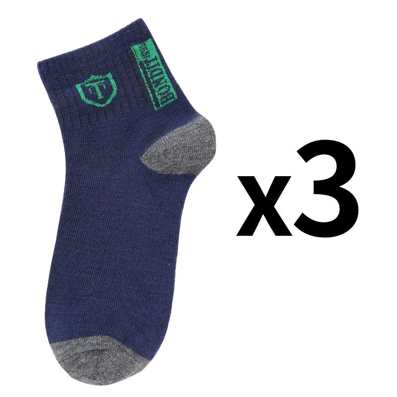 3 Par Herr Casual Mellanlånga Strumpor Tryckta Sköldmönstrade Strumpor Sport Svettabsorberande Bekväma Strumpor