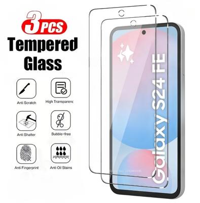 3Pcs HD Tempered Glass for Samsung Galaxy  S24 FE S23 S22 S21 Plus 9H Screen Protector for Samsung S24 Ultra S23 S21 S20 FE