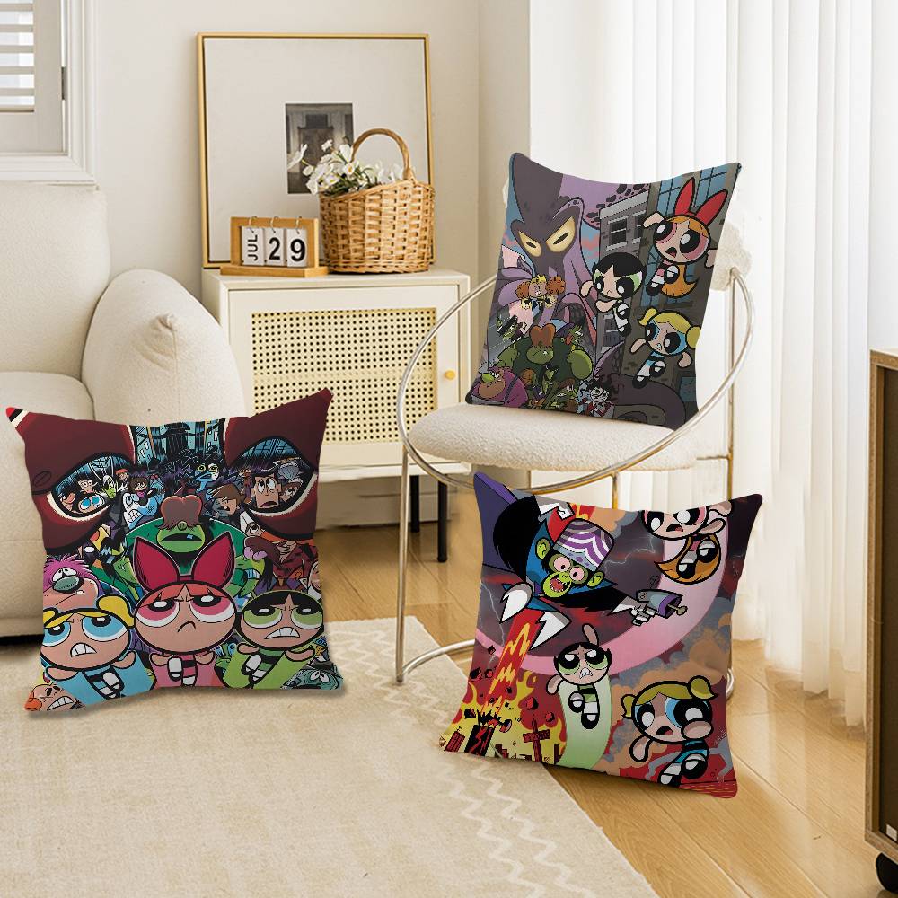 P-Powerpuff Anime G-Girls Personalized Picture Text Home Decorative Pillows Household Gifts 45x45cm