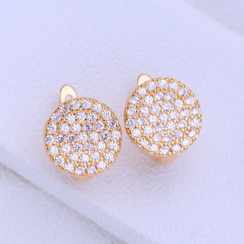 KNIKOO Clip-Ohrringe für Damen, modisch, Zirkonia, runde Ohrstecker, Schmuck für Hochzeit, Party, Geschenke