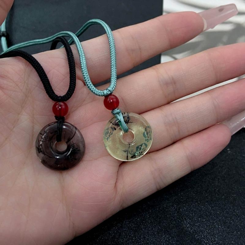 Traditional Chinese Character Good Luck Pendant Necklace Adjustable Rope Peace Buckle Pendant Clavicle Chain Jewelry