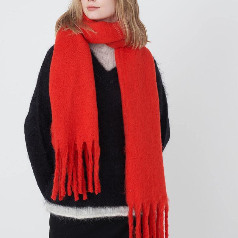 Winter Thick Warm Scarf Women Cashmere Shawl and Wraps Pashmina Neckerchief Bufanda Female Solid Tassel Echarpe Poncho