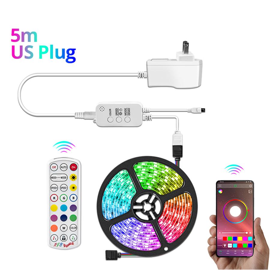 

Светодиодная лента RGB 12 В 5050 с синхронизацией музыки и управлением через приложение Bluetooth, гибкая лента RGB 5 м, 10 м, 15 м для декора комнаты, подсветка IP33 not waterproof