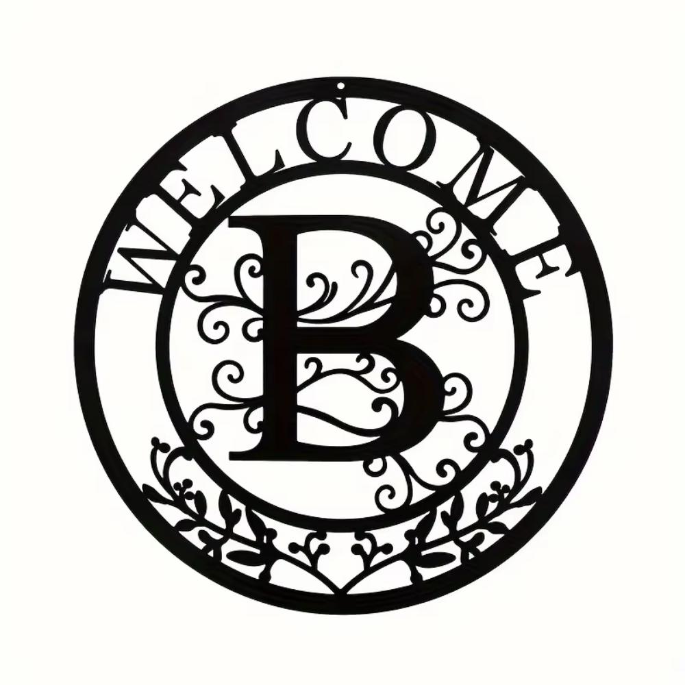 1pc Personalized Family Name Metal Sign (12in) - Letter Design Birthday Gift