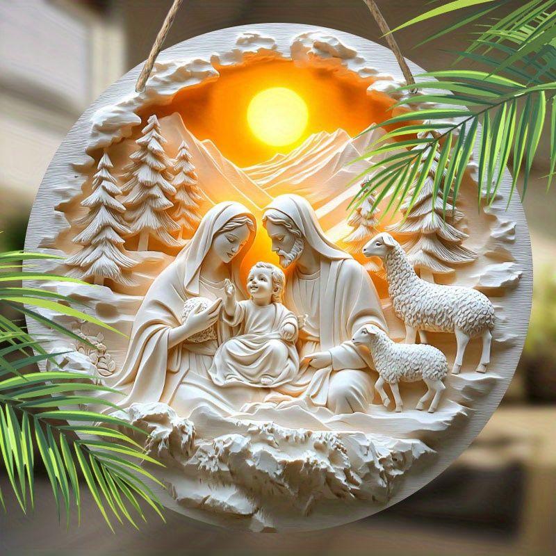 Holy night Nativity scene pendant, decoration of home walls or doors, 2d flat wooden, Christmas decoration, gifts for friends and family
