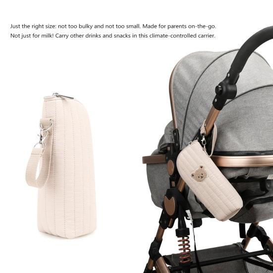 Insulated Baby Bottle Bag Bear Graphic Design Portable Bottle Carrier Breast Milk Storage Temperature Control Travel Daycare Organizer