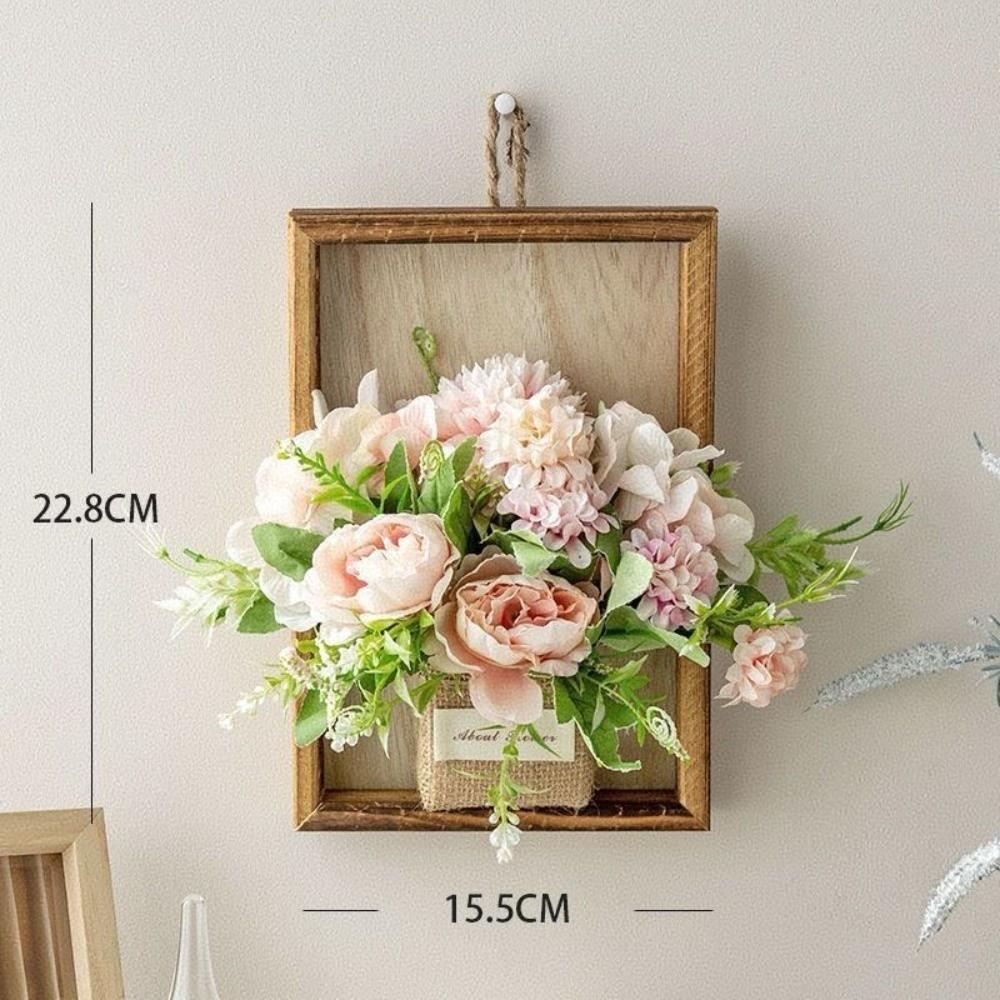 

Simulated Wall Accents 3D Faux Flowers Country Style Wall Hanging Flower Wall Accents Flower DIY Wooden Photo Frame Wall Mounted