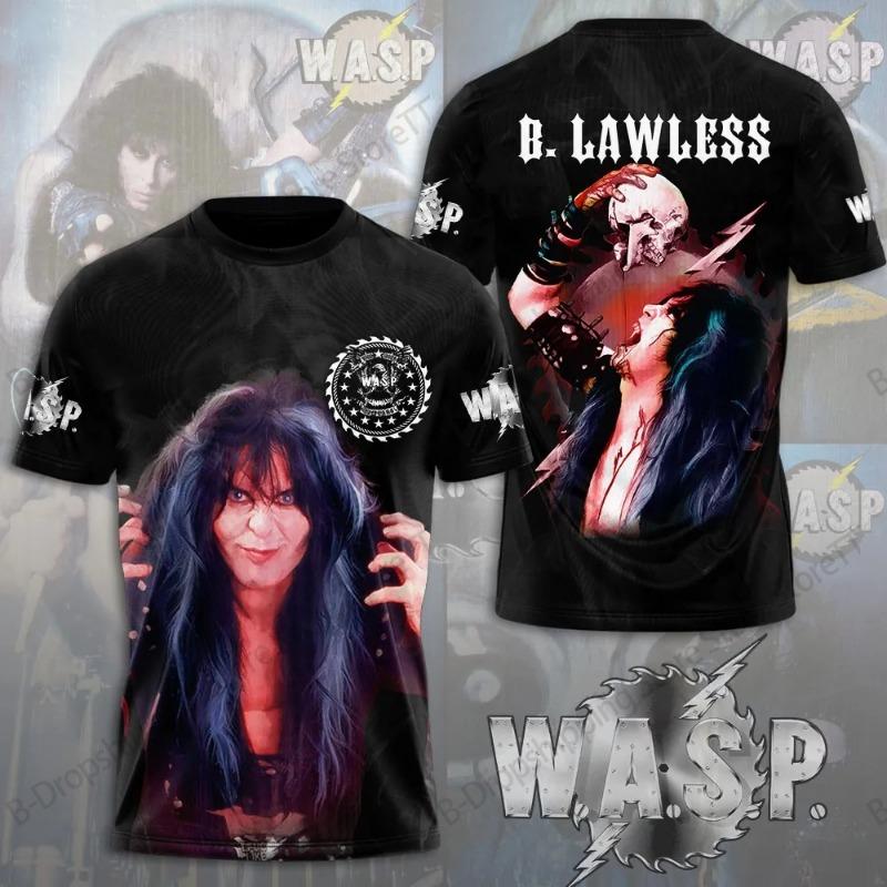 WASP Band.Tour 3D Print T-Shirt Men Women Fashion Street Short Sleeve Tops Tees Kids Clothes Oversized T Shirt Rock Black