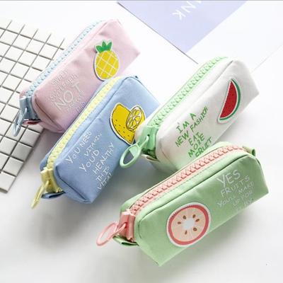 Big Zipper Pencil Case School Pencil Case for Girls Boys Student Stationery Canvas Fruit Pencil Bag Cute Pen Box School Supplies