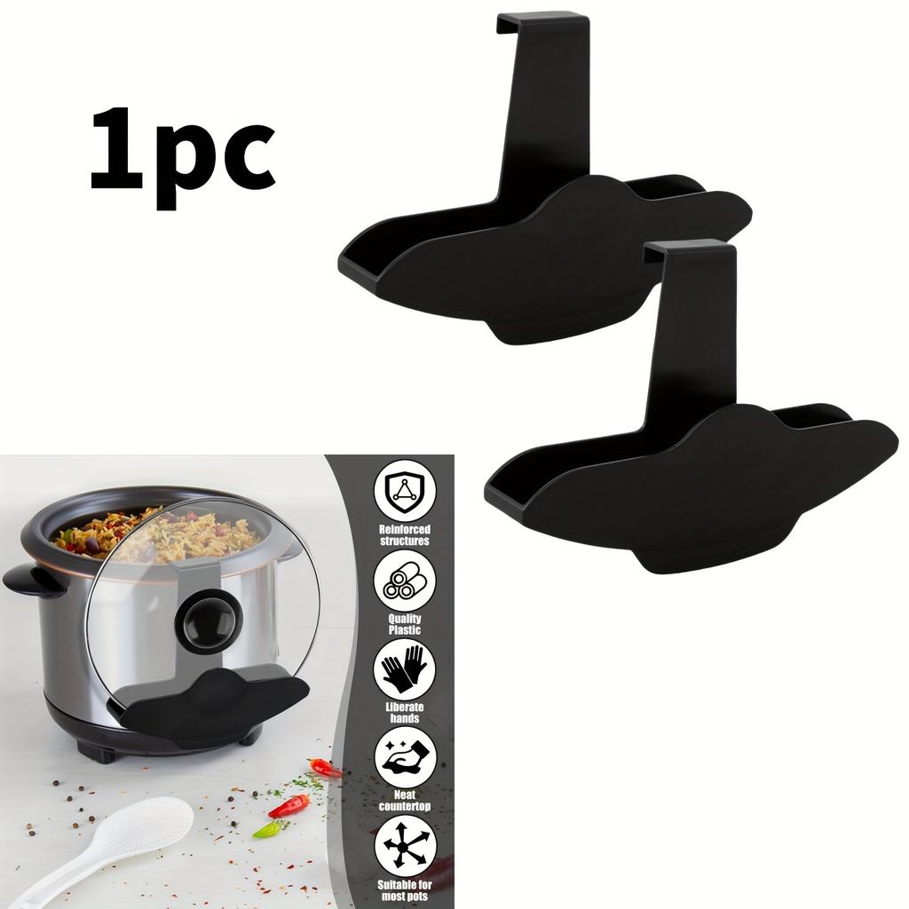 1ks Držák víka pomalého hrnce a stojan na hrnce s volnýma rukama - Nastavitelný plastový kuchyňský organizér s pevnou policí na uskladnění víka