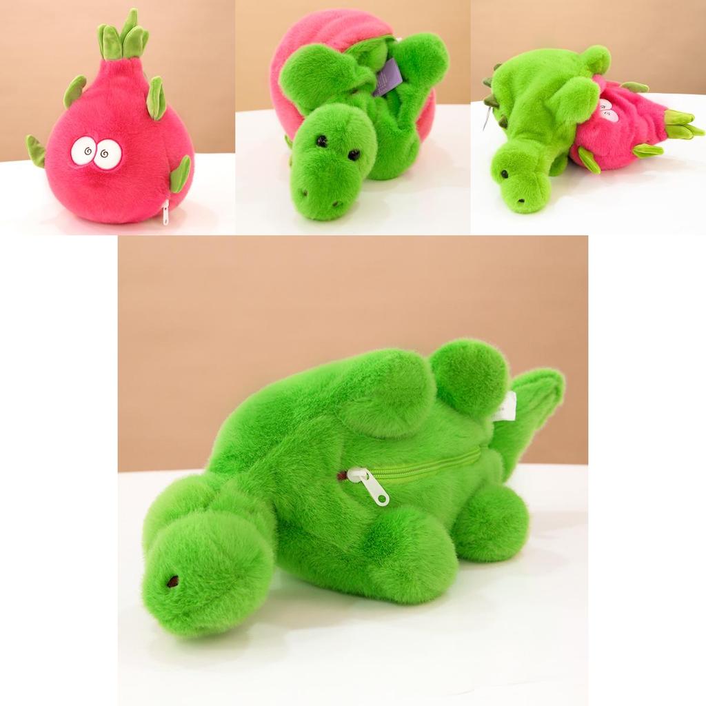 Creative Dragon Fruit Plush Toy Stuffed Animal Super Soft Short Plush Dinosaur Doll 45cm