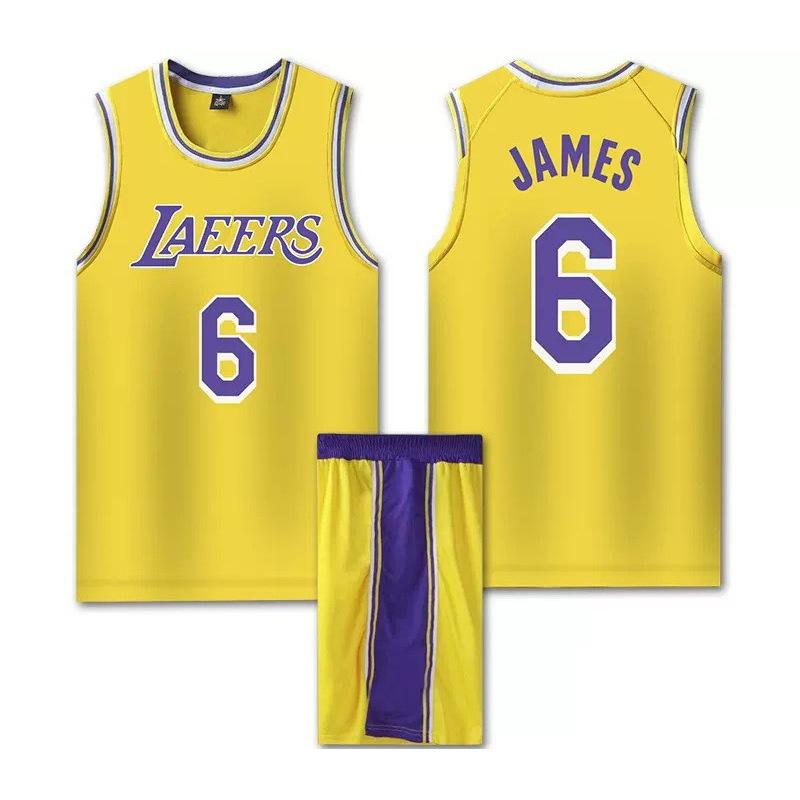 Lakers Yellow basketball jersey No.6 LeBron James 18