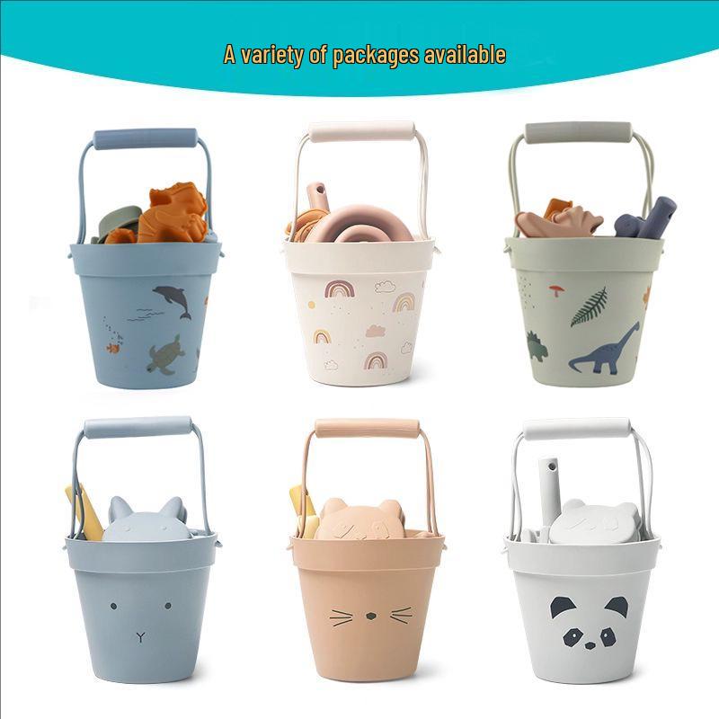 Outdoor Parent-Child Interactive Silicone Beach Bucket Set – Baby Sand, Water, and Snow Play Tools
