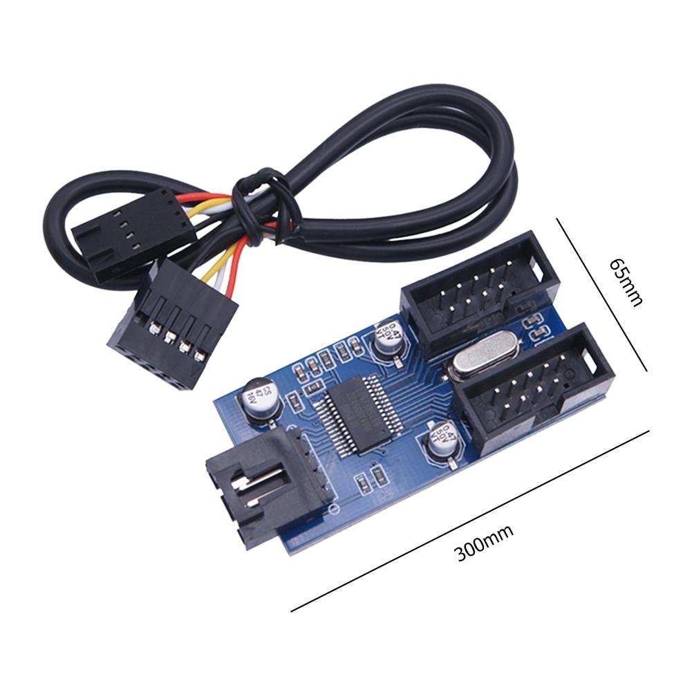 Motherboard 9Pin USB Header 9 Pin Connector Port Splitter 1 To 2/4 Female Port Connector USB HUB Extension Adapter