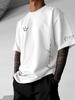 New Men's Crew Neck T-shirt "Minimalist Crown King Signature" Print Loose Fit Cotton Tee Shirts for Daily Wear