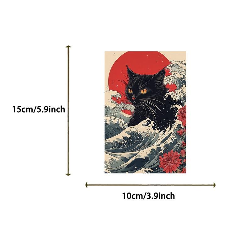 10PCS Vintage Japanese Cat Colored Paper Stickers Aesthetic DIY Children's Decoration Scrapbooking Stationery Supplies