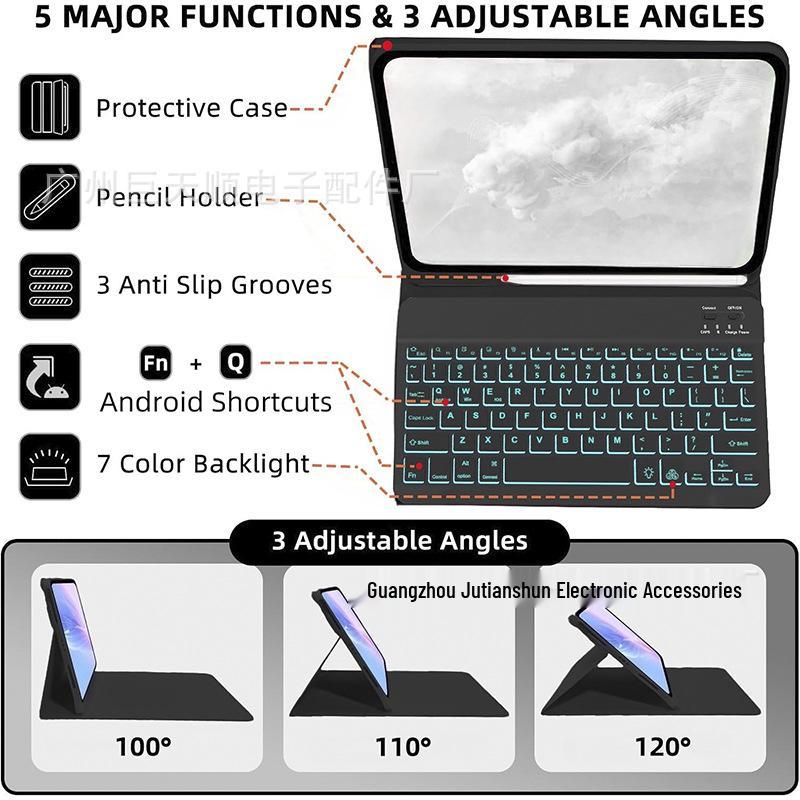 Samsung Tab A8 10.5” Tablet Case with Seven-Color Backlit Bluetooth Keyboard