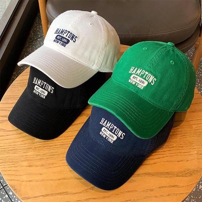 Korean Letters Embroidery Baseball Cap For Women Men Soft Cotton Adjustable Peaked Hat Casual Solid Color Snapback Sun Caps